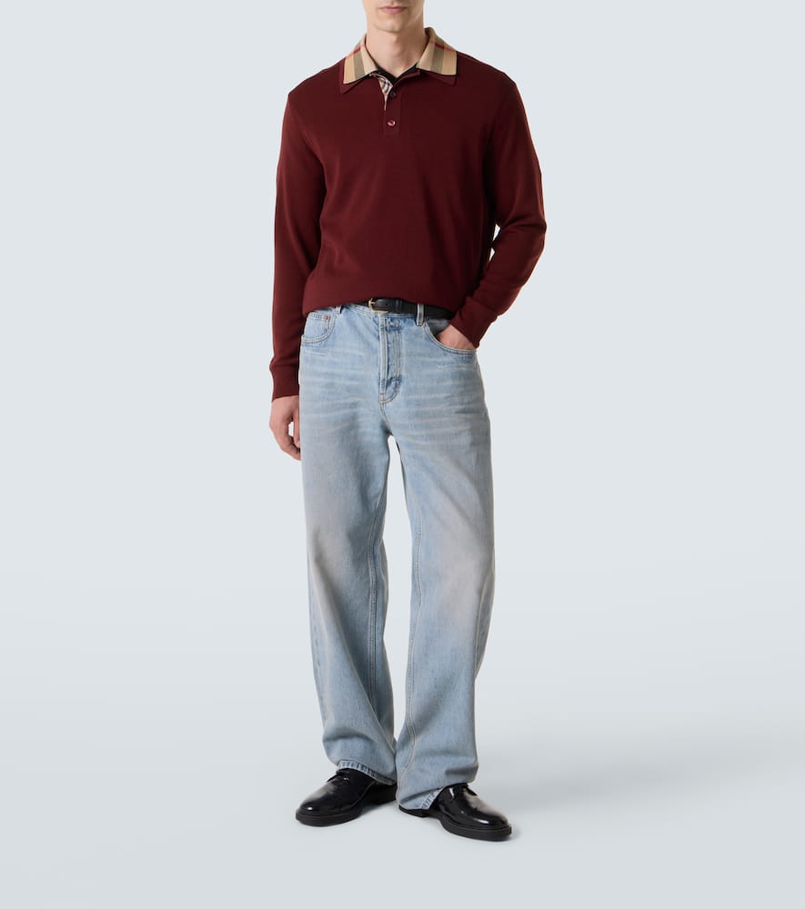 Burberry Wool Polo Sweater In Red