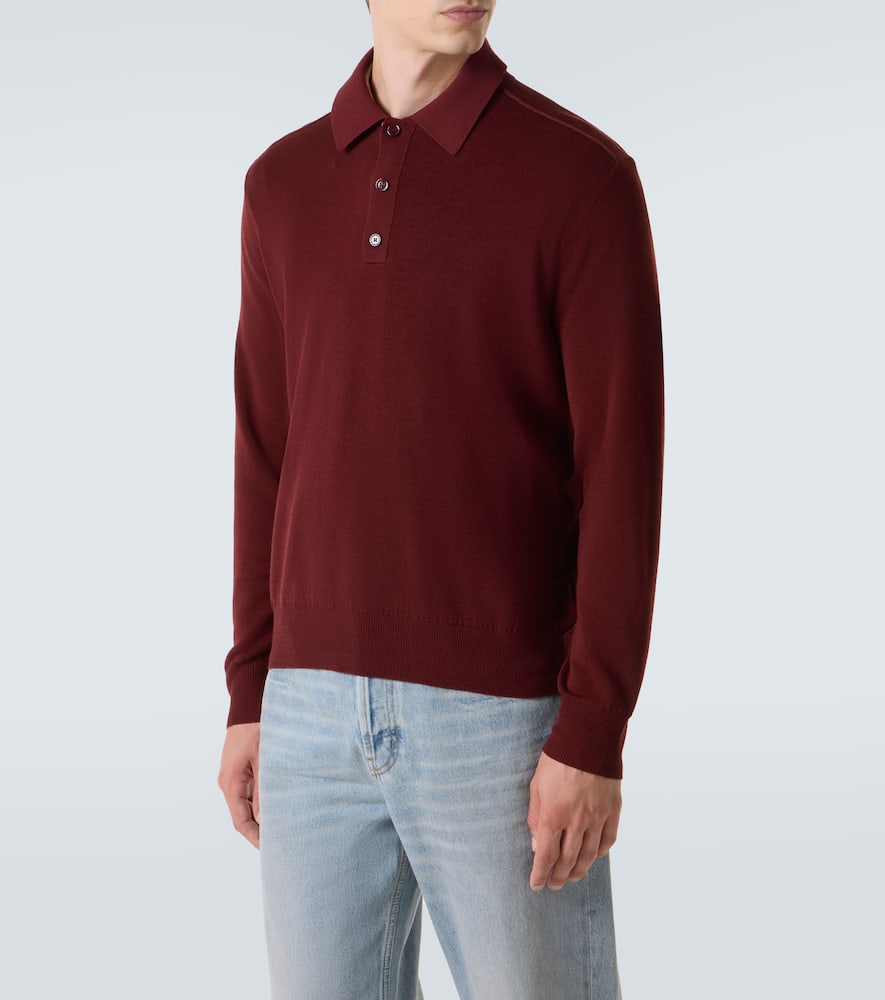 Burberry Wool Polo Sweater In Red
