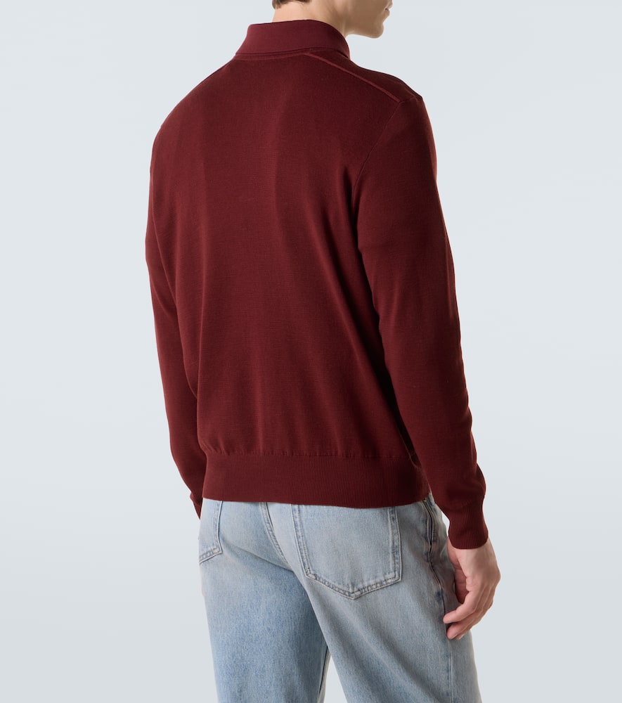 Burberry Wool Polo Sweater In Red