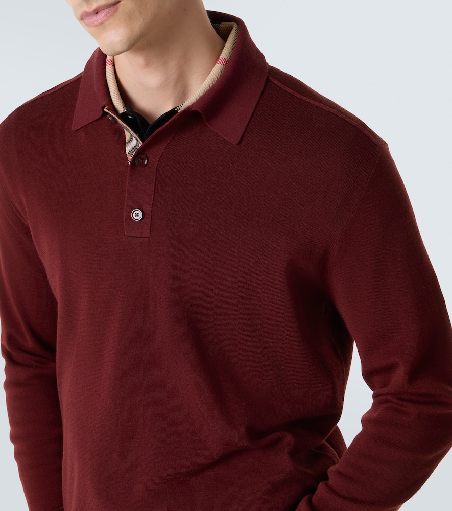 Burberry Wool Polo Sweater In Red