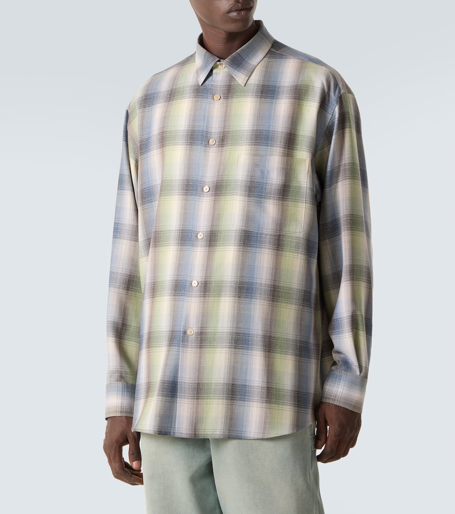Auralee Long Sleeve Button-down Check Shirt In Multi