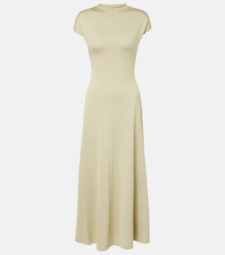Tove Lenore Knitted Wool And Silk Midi Dress In Neutral