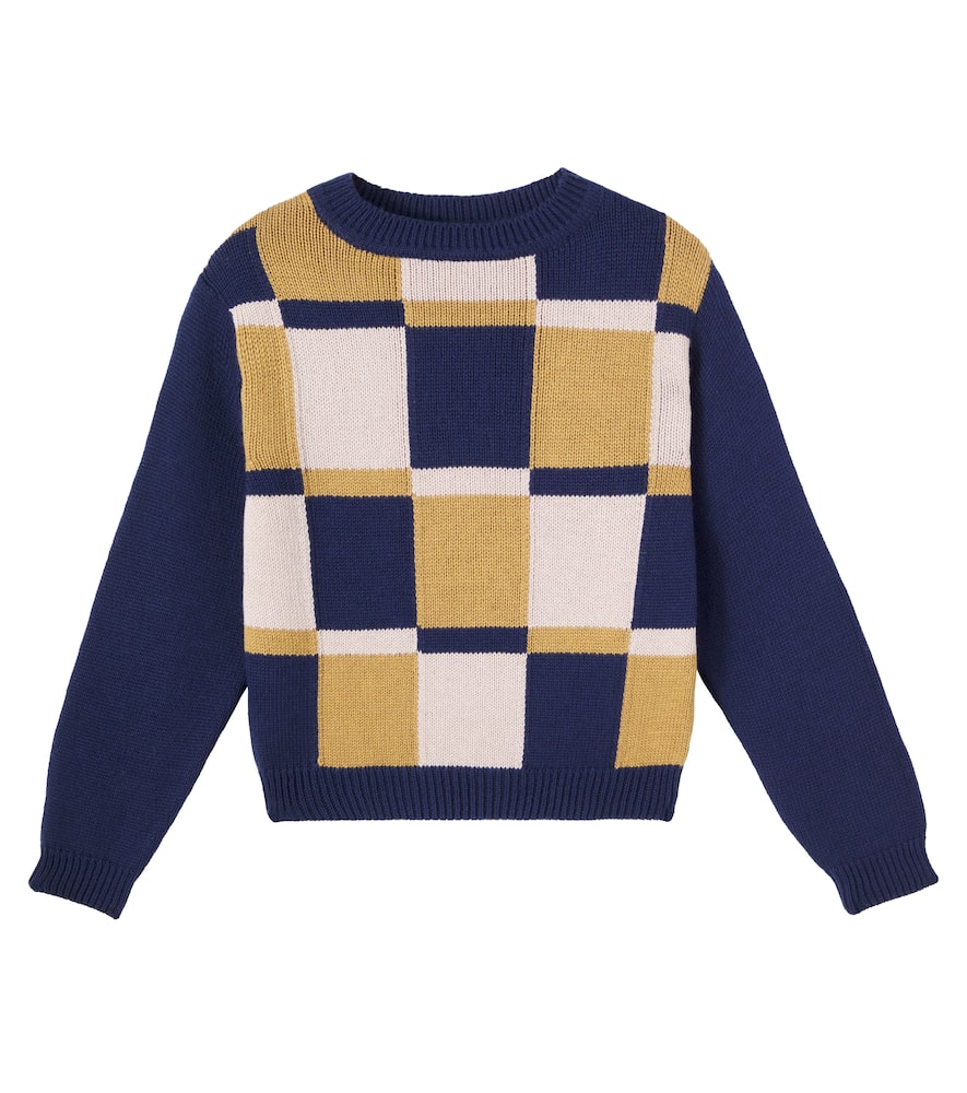 Bebe Organic Silas Patchwork Cotton And Wool Sweater In Black
