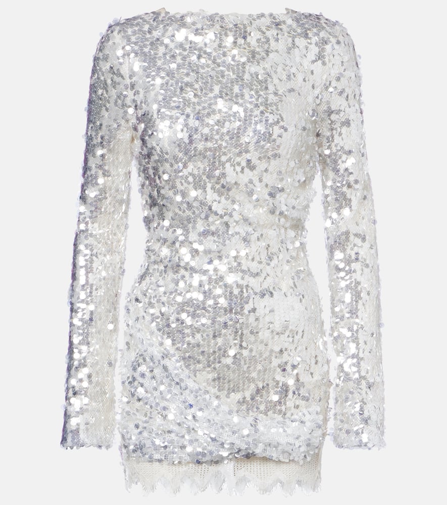 Christopher Esber Opaline Open-back Sequined Minidress In Gray