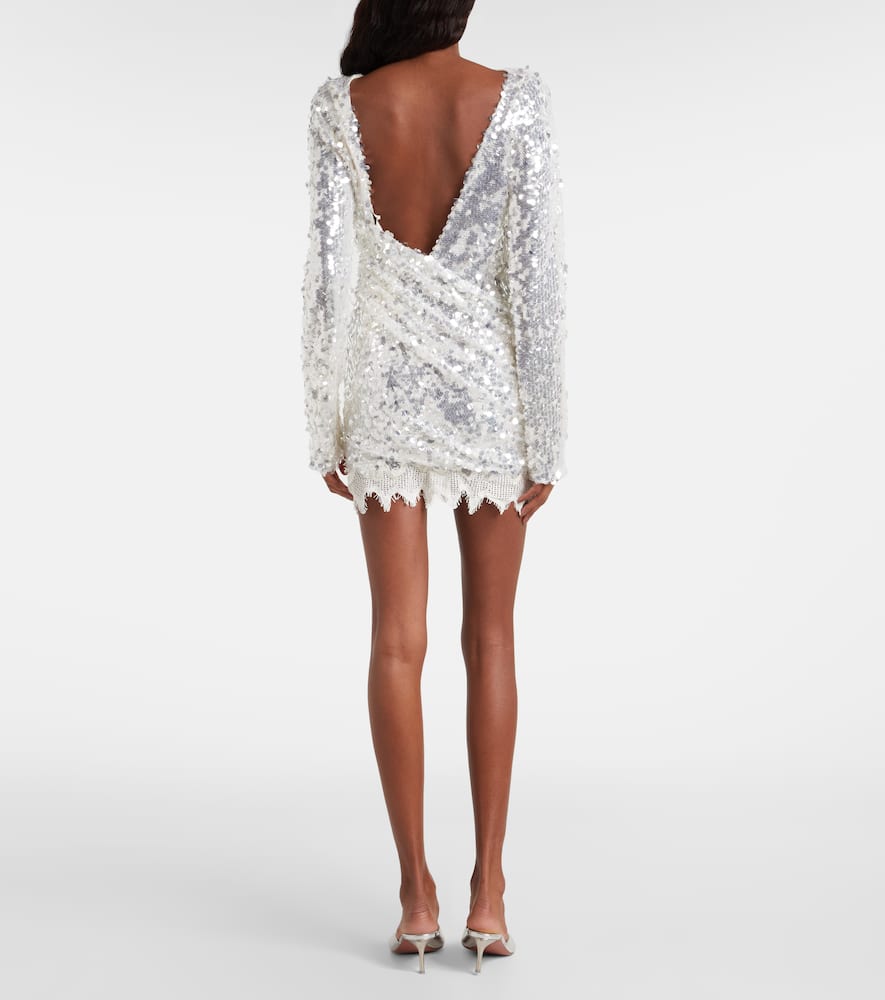 Christopher Esber Opaline Open-back Sequined Minidress In Gray