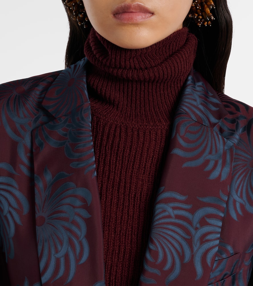 Dries Van Noten Printed Wrap Coat In Burgundy