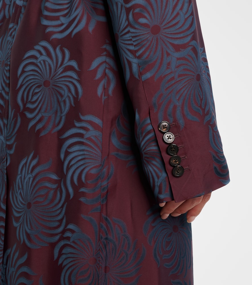 Dries Van Noten Printed Wrap Coat In Burgundy