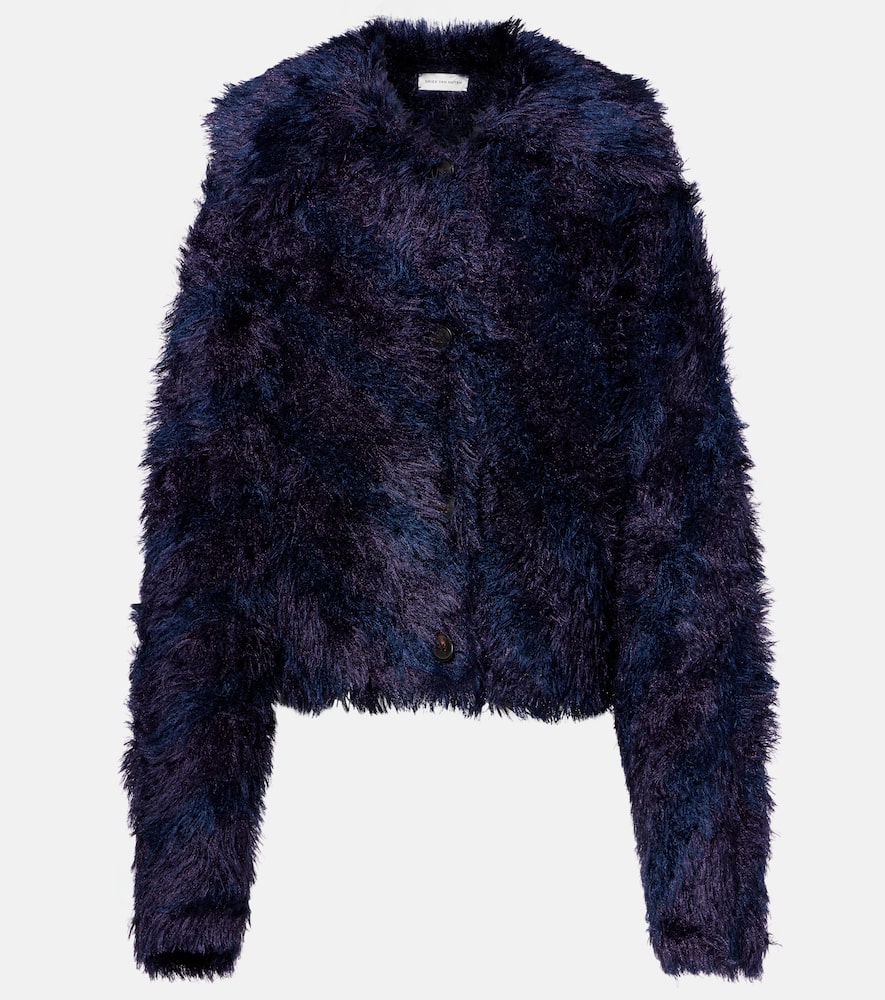 Dries Van Noten Wool And Alpaca-blend Cardigan In Purple