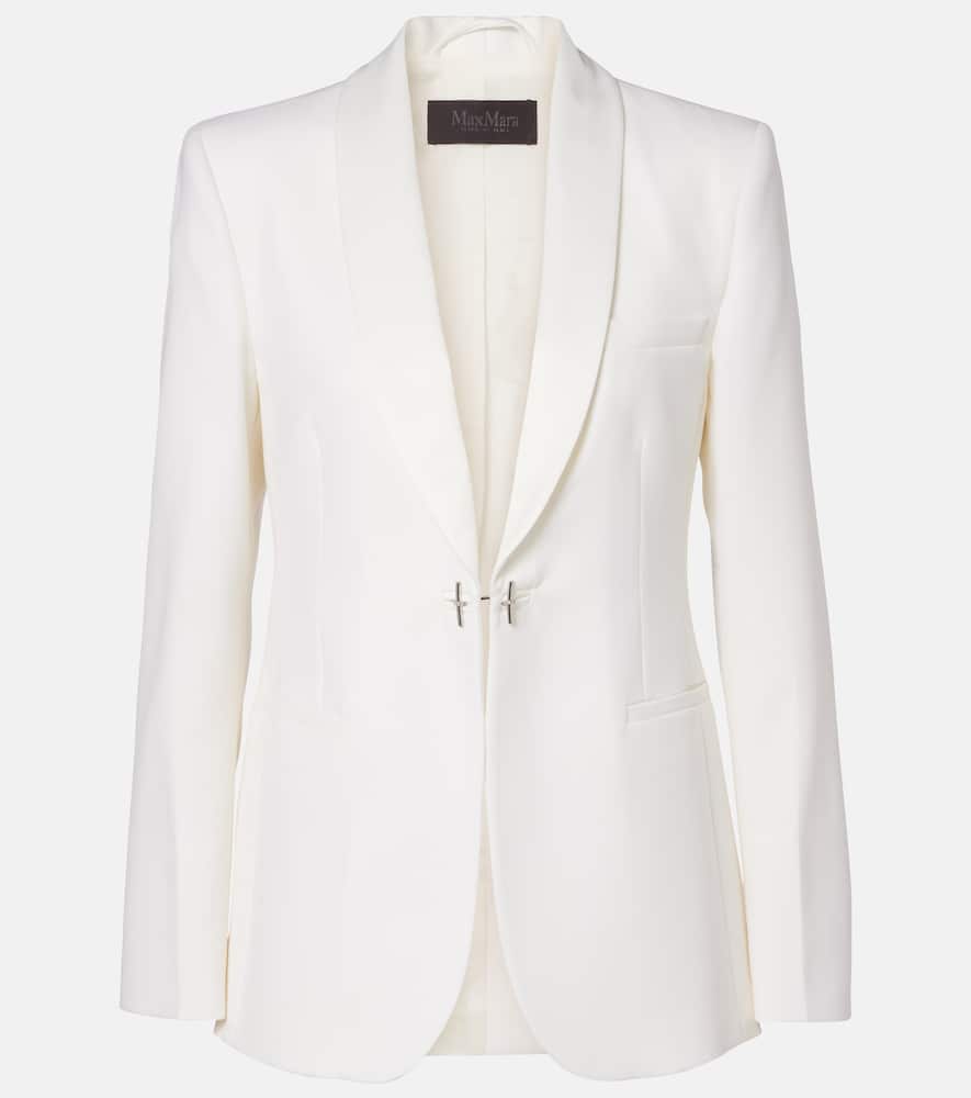 Max Mara Satin-trimmed Virgin Wool Gabardine Blazer In White