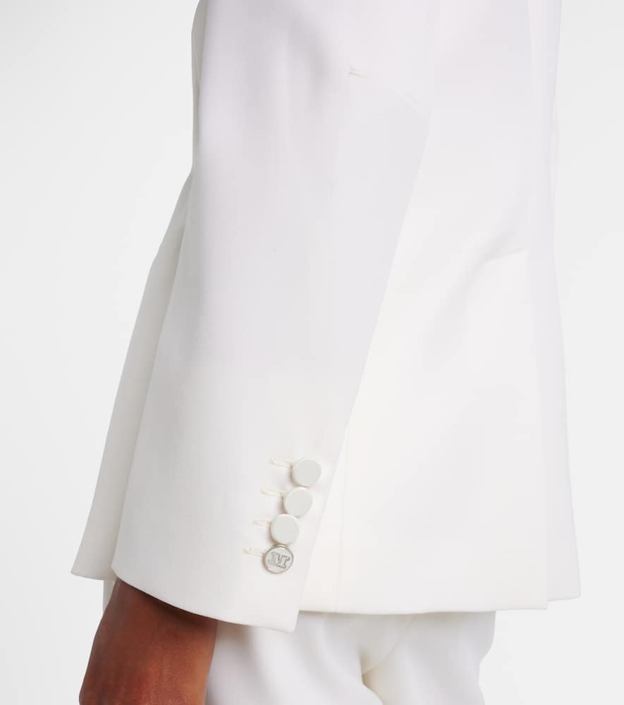 Max Mara Satin-trimmed Virgin Wool Gabardine Blazer In White