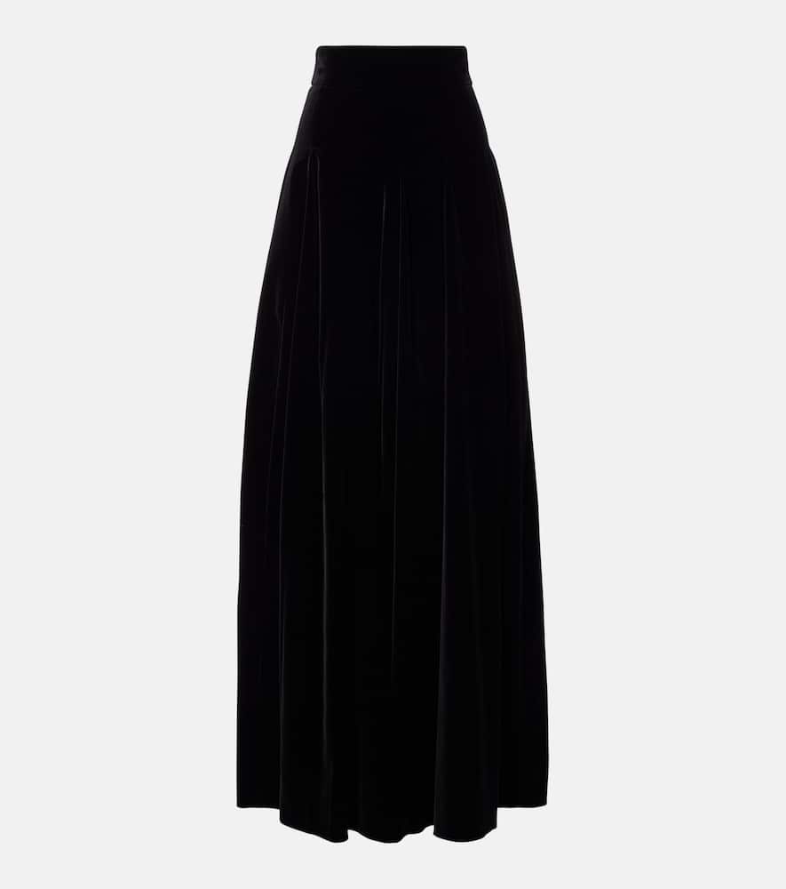 Max Mara Cotton Velvet Maxi Skirt In Black