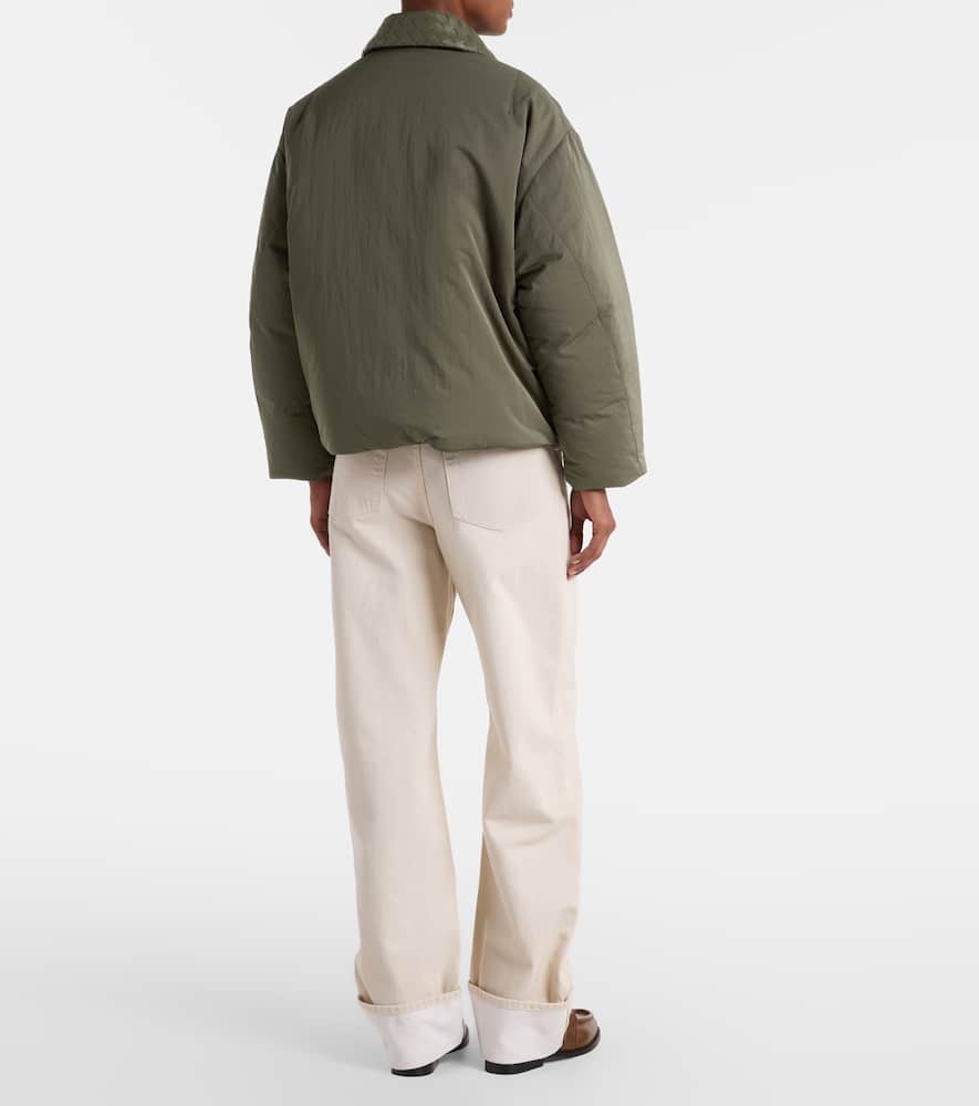 Bottega Veneta Intrecciato Leather-trimmed Down Jacket In Green