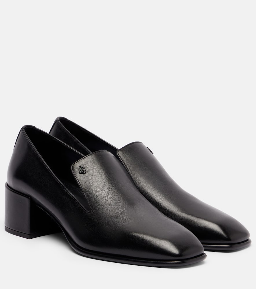 Jimmy Choo Elliot 45 Buffalo Leather Heeled Loafers In Black