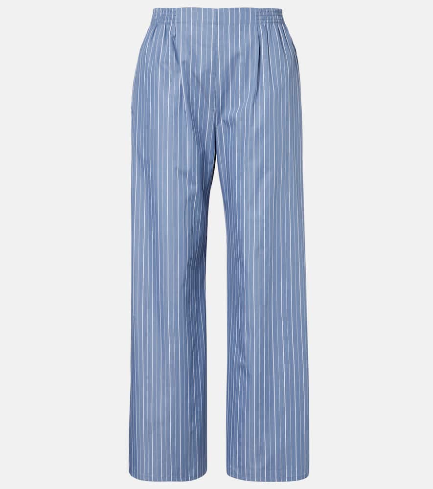 Leset Yoshi Cotton-blend Twill Wide-leg Pants In Blue