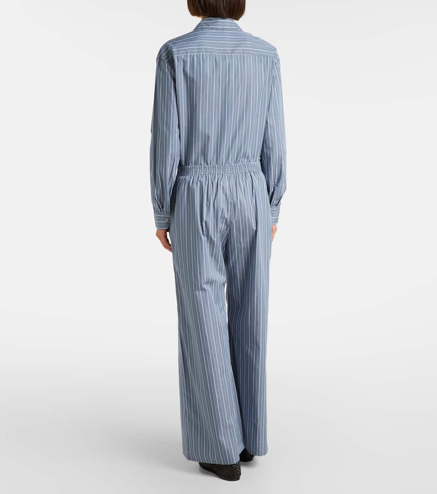 Leset Yoshi Cotton-blend Twill Wide-leg Pants In Blue