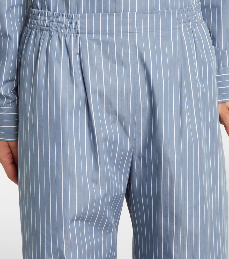 Leset Yoshi Cotton-blend Twill Wide-leg Pants In Blue