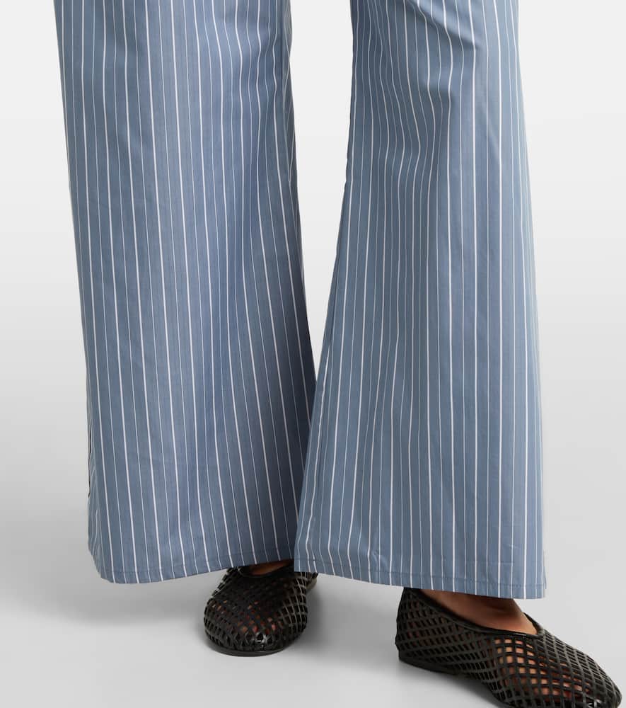 Leset Yoshi Cotton-blend Twill Wide-leg Pants In Blue