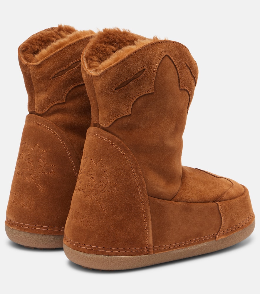 Inuikii Cowboy Embroidered Suede Snow Boots In Brown