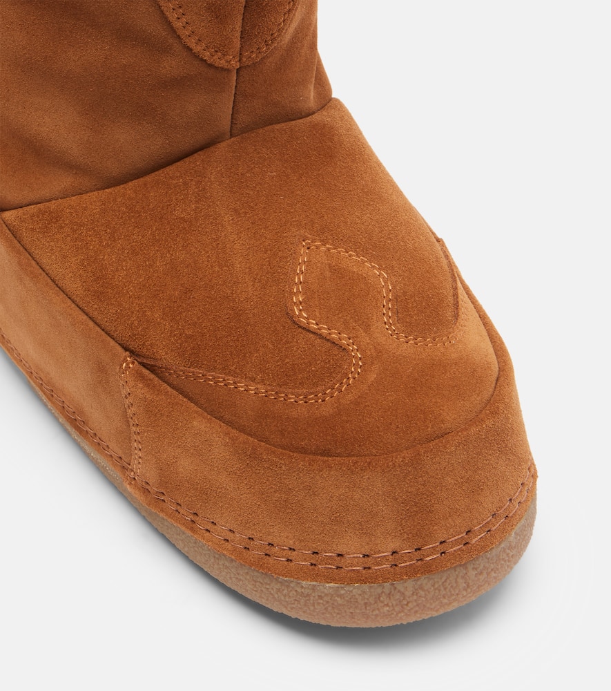Inuikii Cowboy Embroidered Suede Snow Boots In Brown