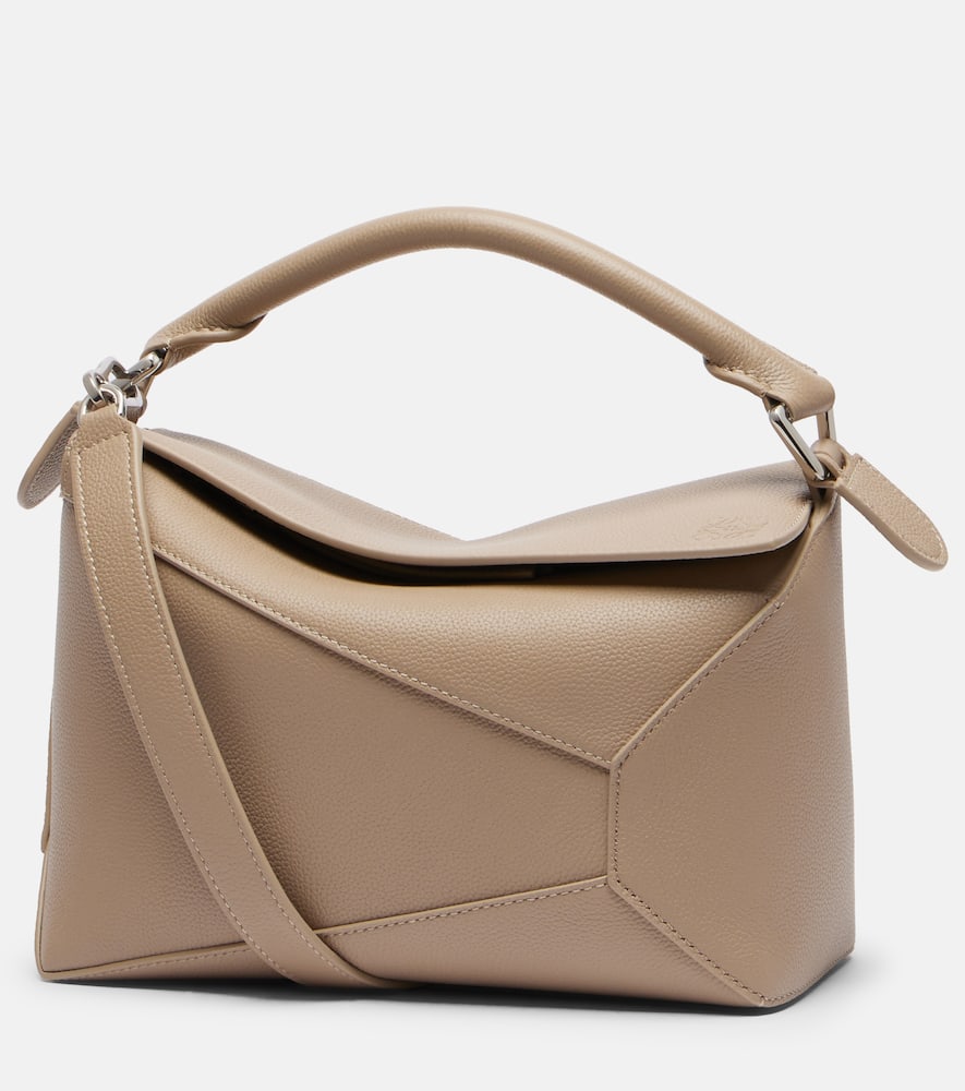 Loewe Puzzle Edge Small Leather Tote Bag In Sand