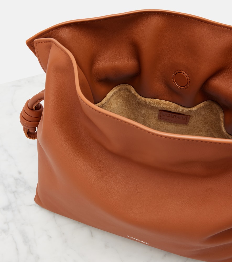 Loewe Medium Leather Flamenco Clutch Bag In Brown