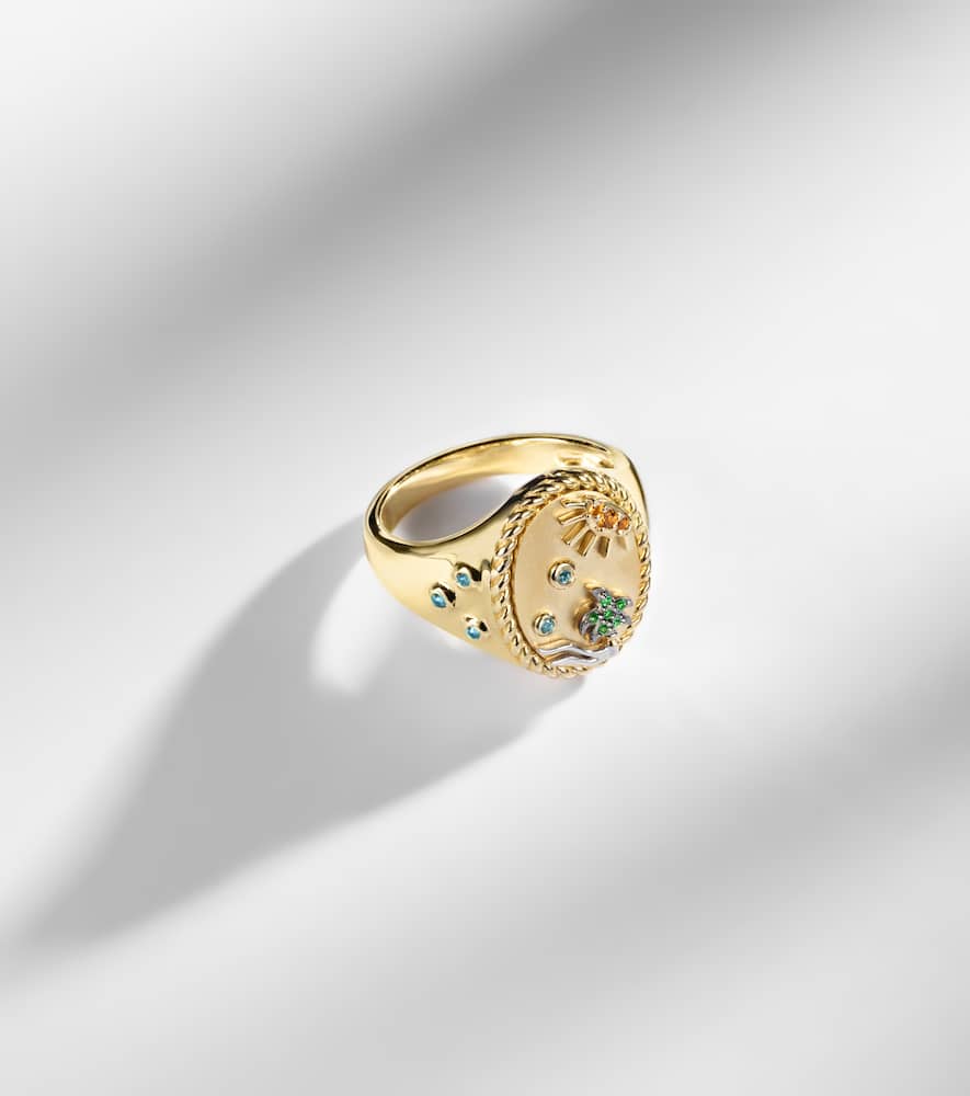 Yvonne Léon La Plage 9kt Gold Ring With Gemstones In Gold
