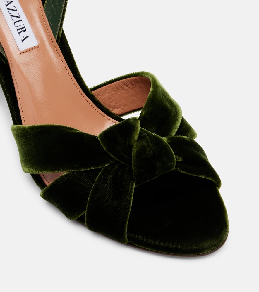 Aquazzura Nina 85 Velvet Sandals In Green