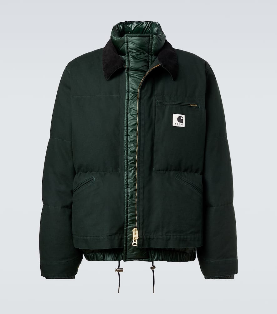 Sacai X Carhartt Cotton Canvas Down Jacket In Green