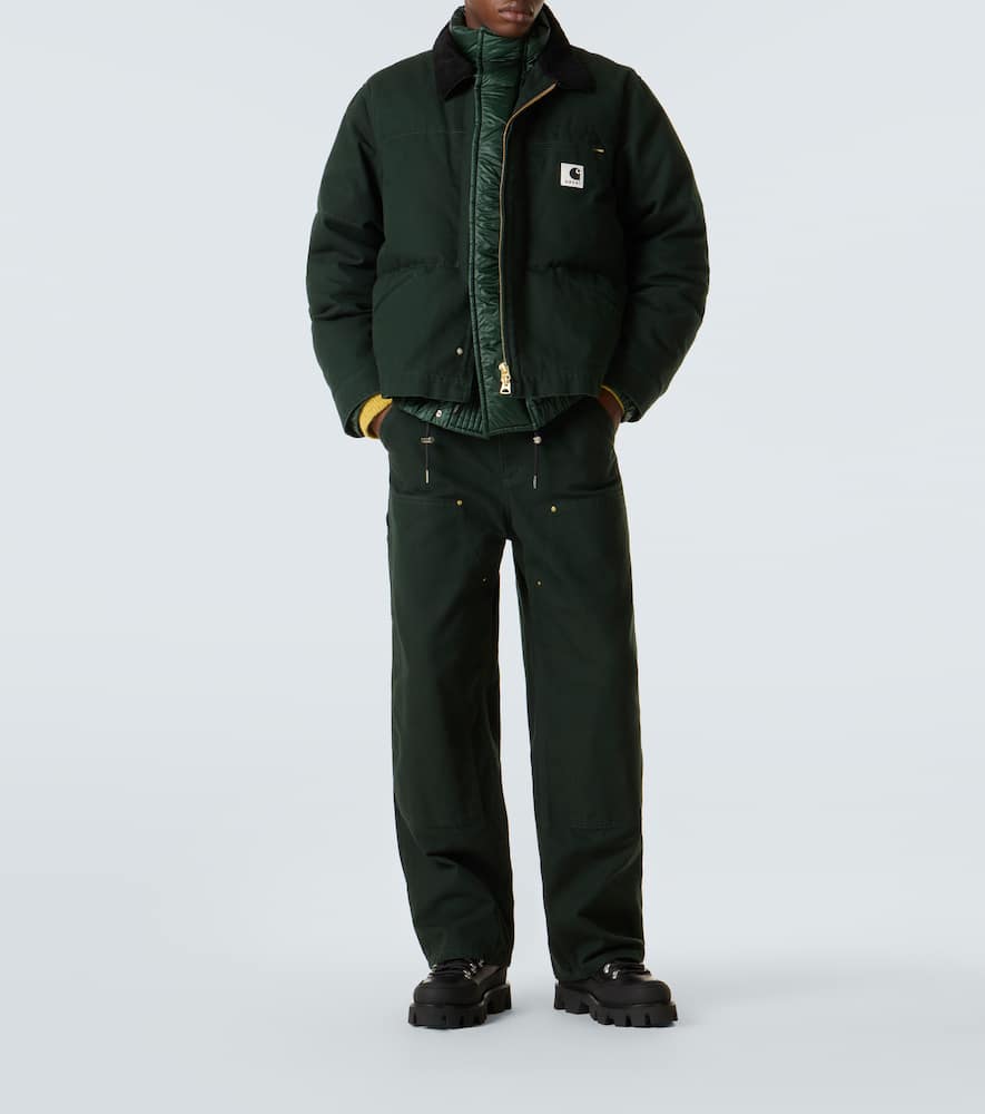 Sacai X Carhartt Cotton Canvas Down Jacket In Green