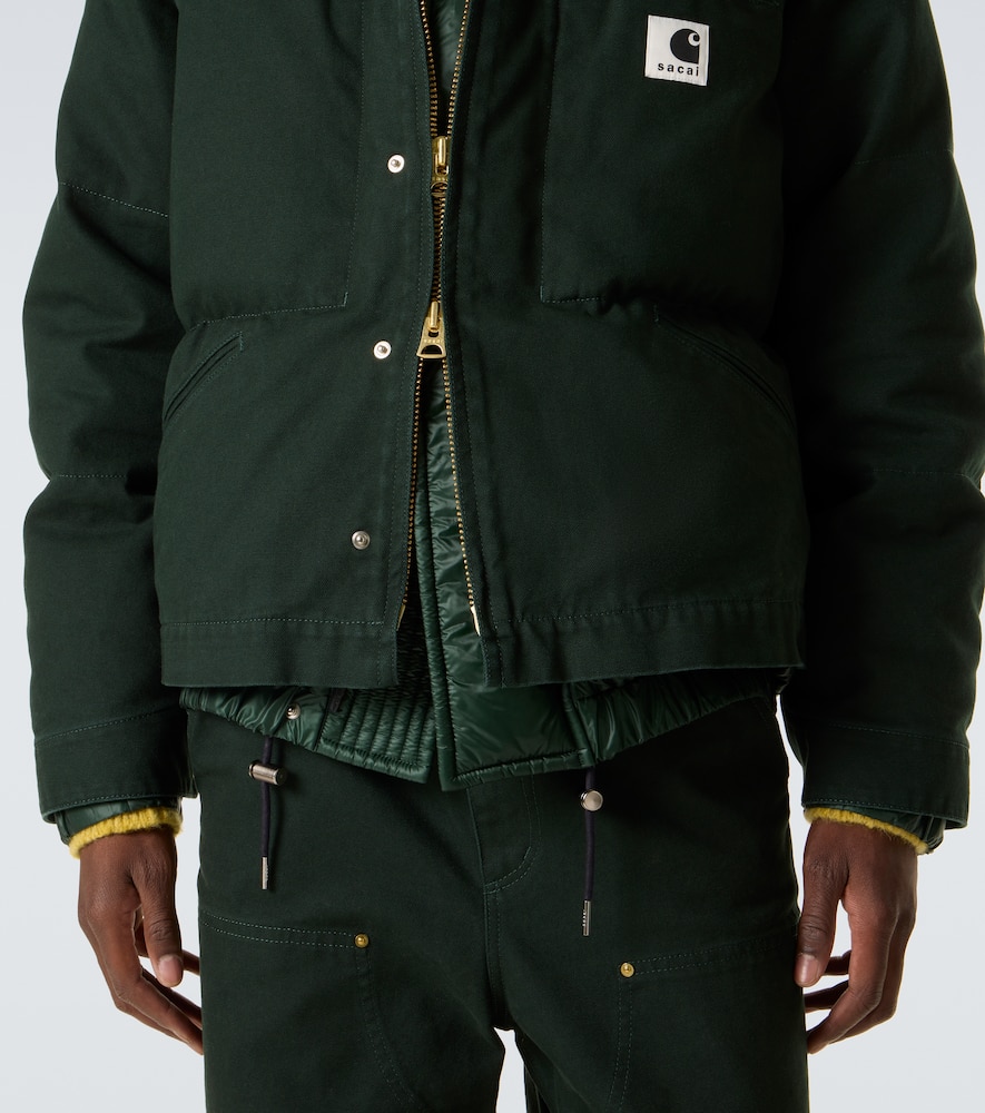 Sacai X Carhartt Cotton Canvas Down Jacket In Green