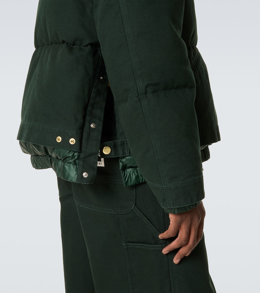 Sacai X Carhartt Cotton Canvas Down Jacket In Green