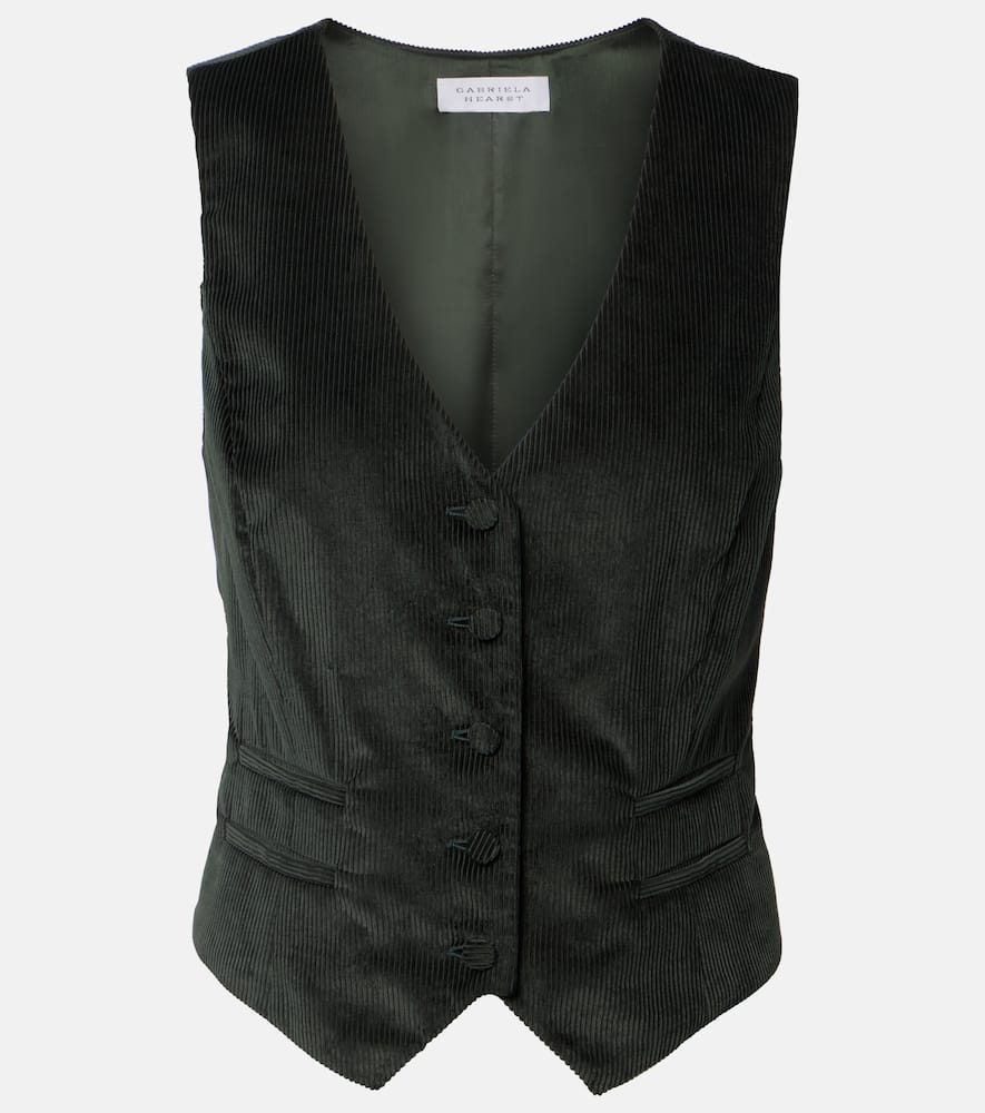 Gabriela Hearst Coleridge Cotton Corduroy Vest In Green
