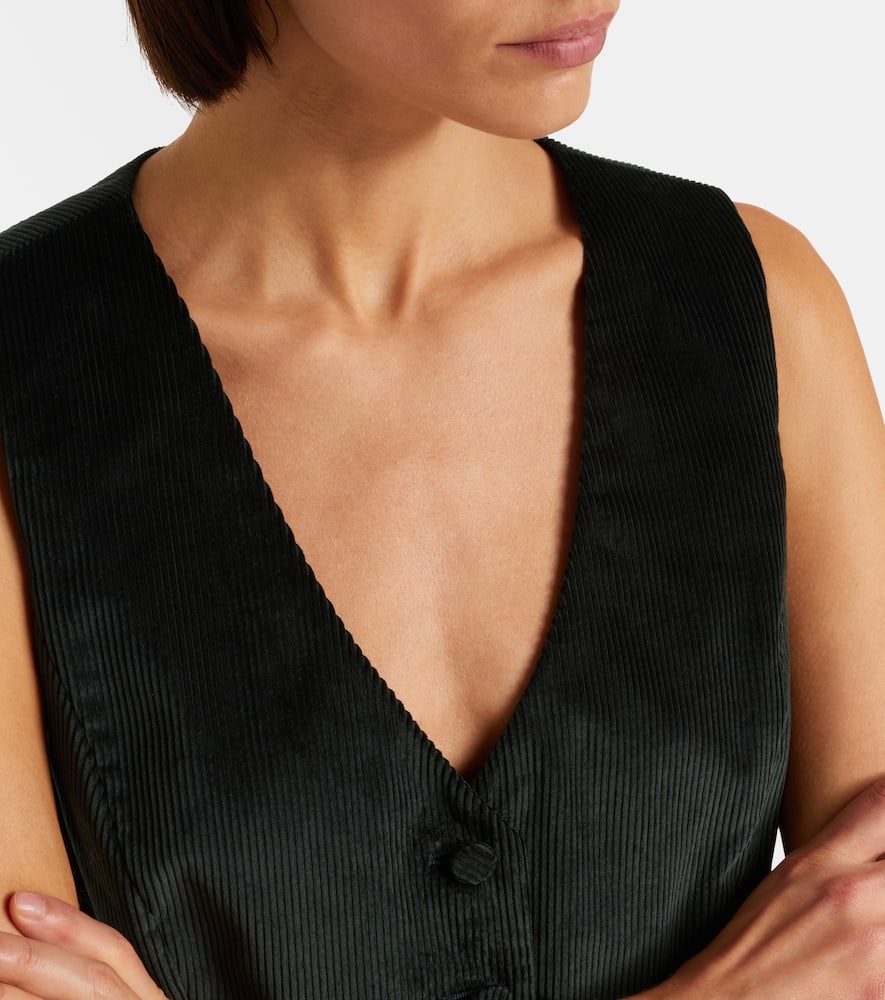 Gabriela Hearst Coleridge Cotton Corduroy Vest In Green