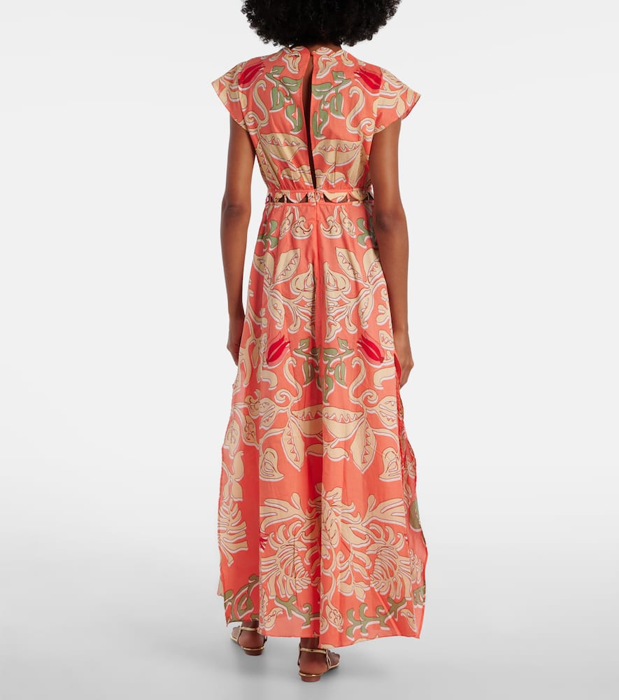 Poupette St Barth Noreen Printed Cotton Maxi Dress In Orange