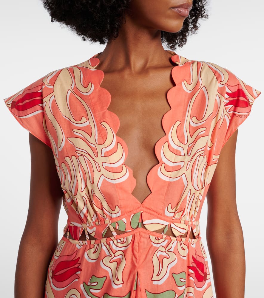 Poupette St Barth Noreen Printed Cotton Maxi Dress In Orange