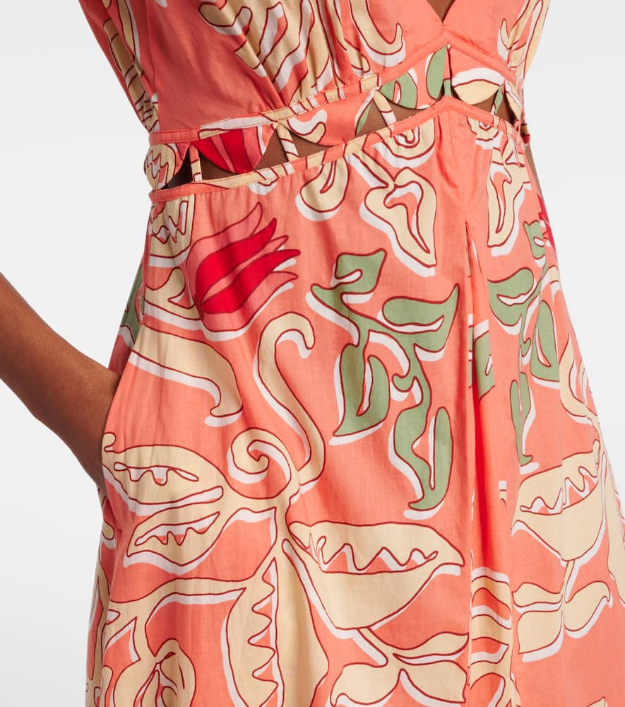 Poupette St Barth Noreen Printed Cotton Maxi Dress In Orange