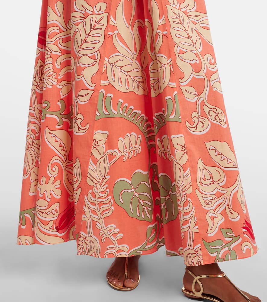 Poupette St Barth Noreen Printed Cotton Maxi Dress In Orange