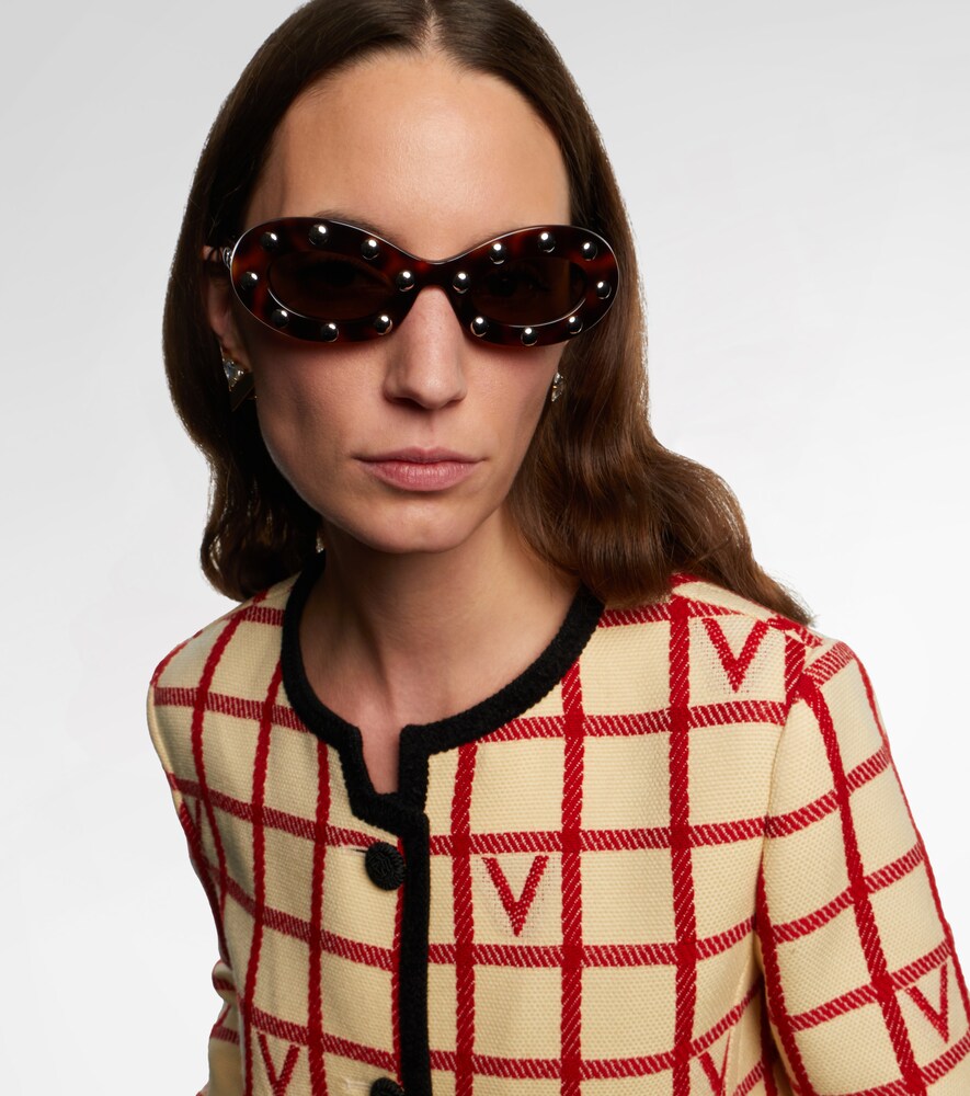  Valentino Valentino Vlogo Studded Oval Sunglasses 