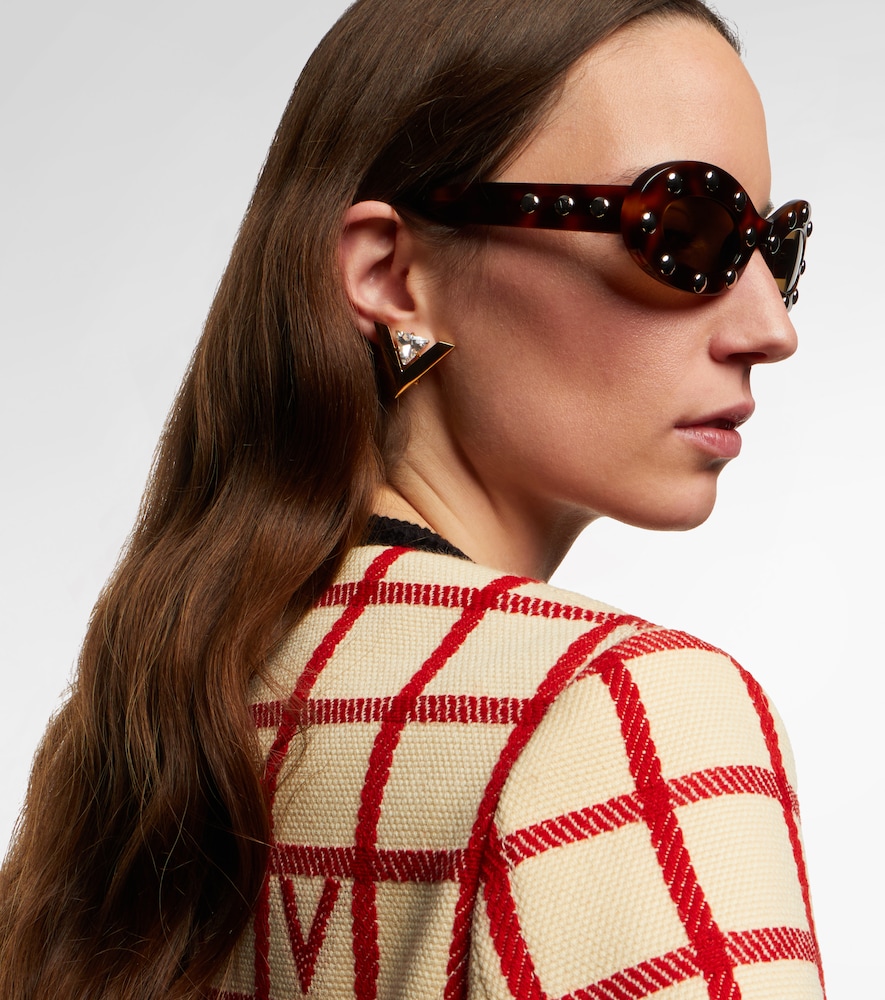  Valentino Valentino Vlogo Studded Oval Sunglasses 