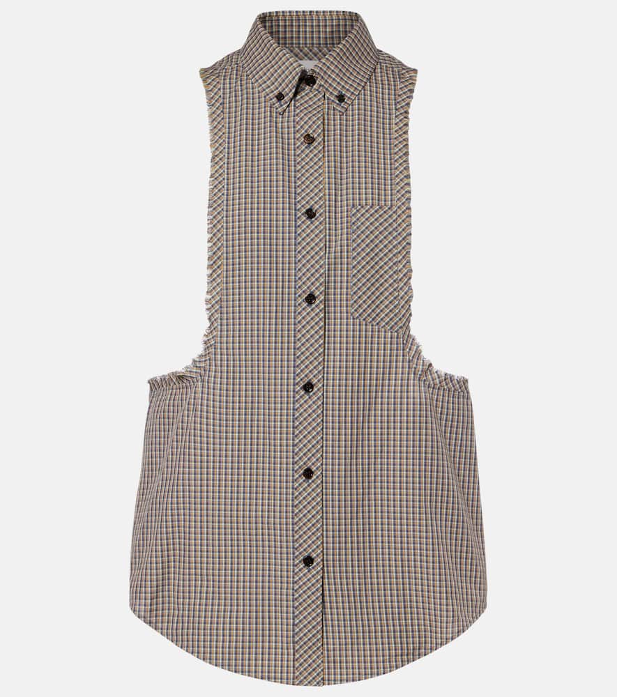 Versace Checked Cotton Shirt In Blue