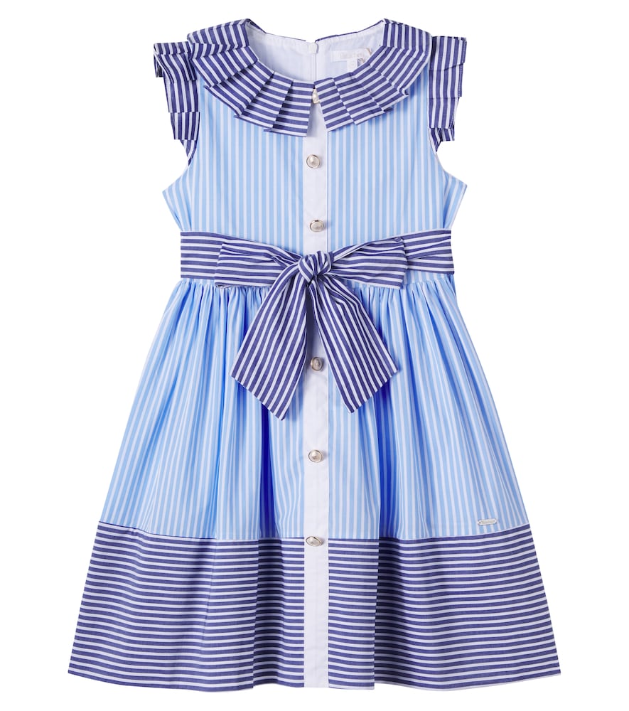 Patachou Blue Bow-Detail Striped Cotton Shirt Dress Y Size 3 - Mytheresa