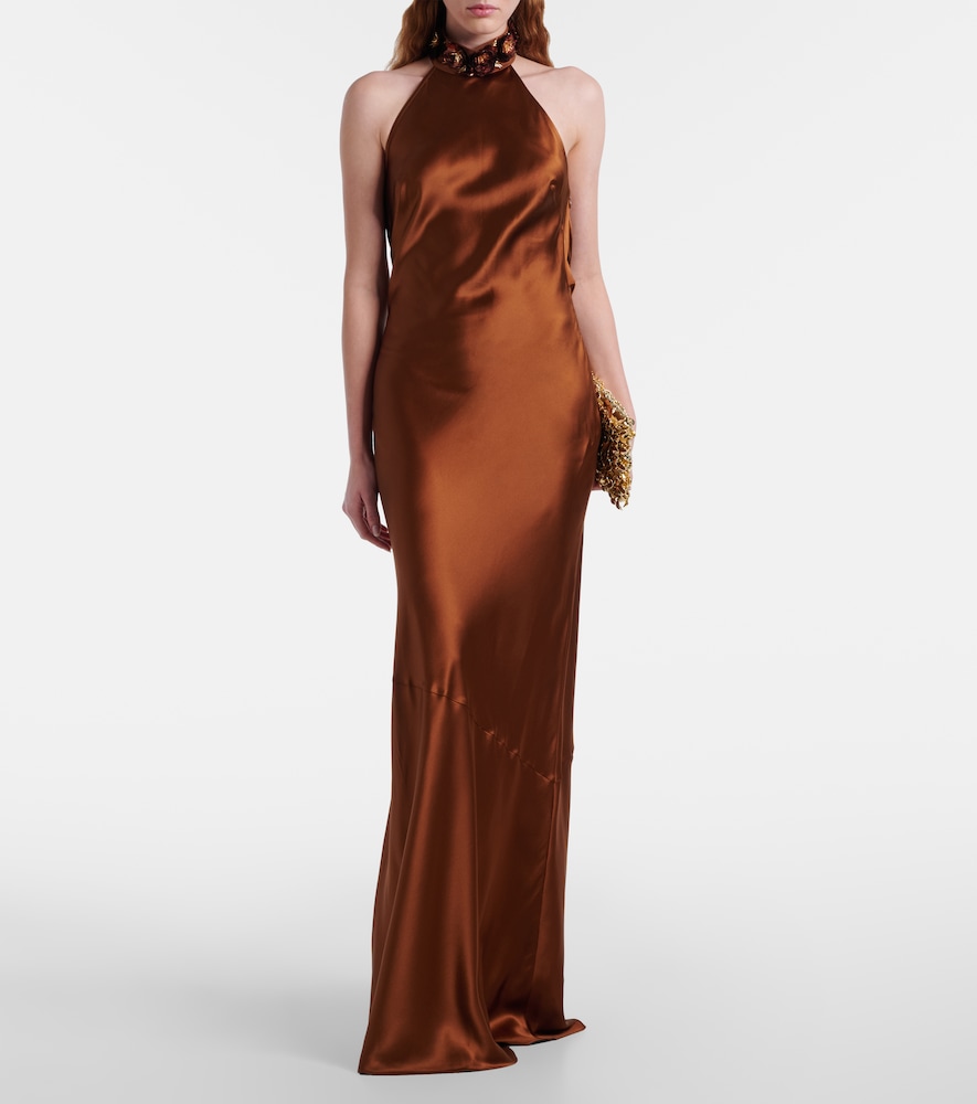 Rebecca Vallance Phoenix embellished silk satin gown