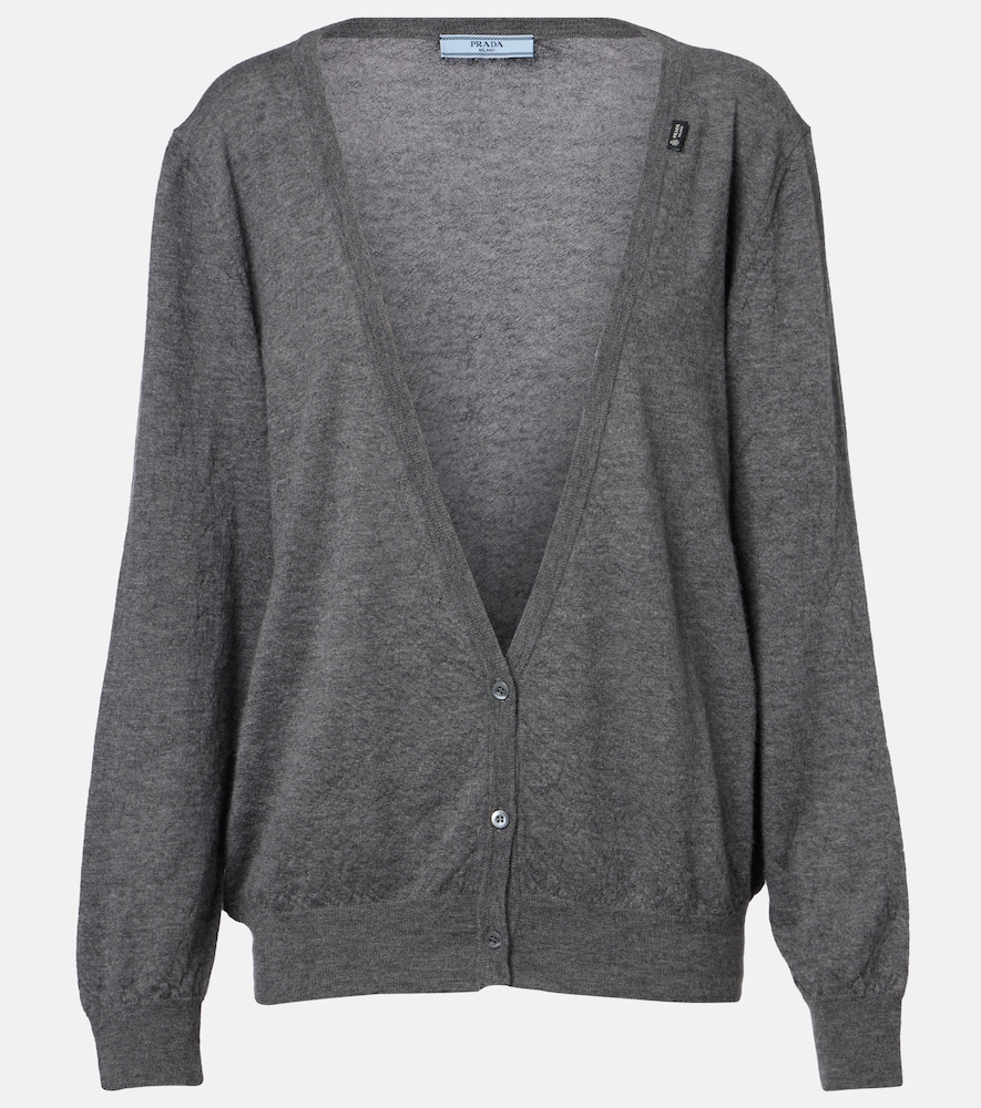 Prada Cashmere Cardigan In Gray