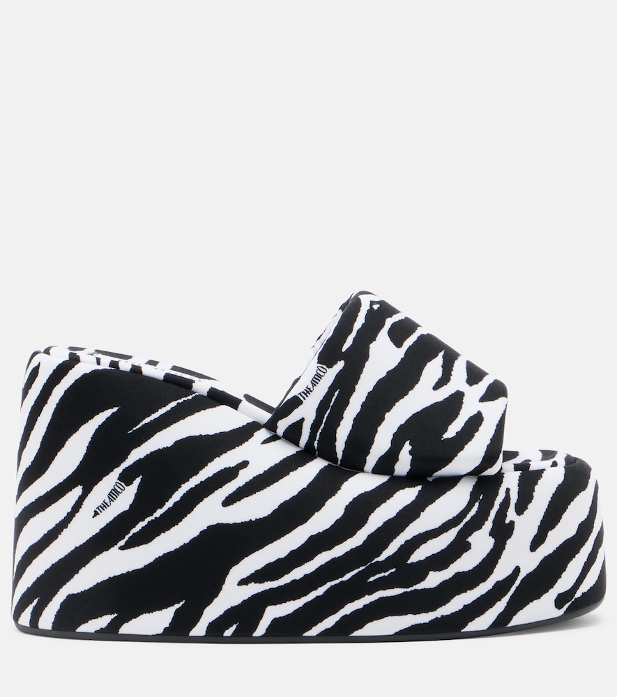  The Attico The Attico Mochi Zebra-print Platform Slides 