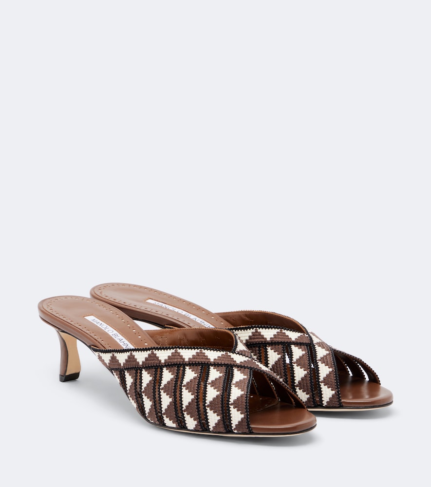 Manolo Blahnik Trofesamu Knitted Mules In Brown
