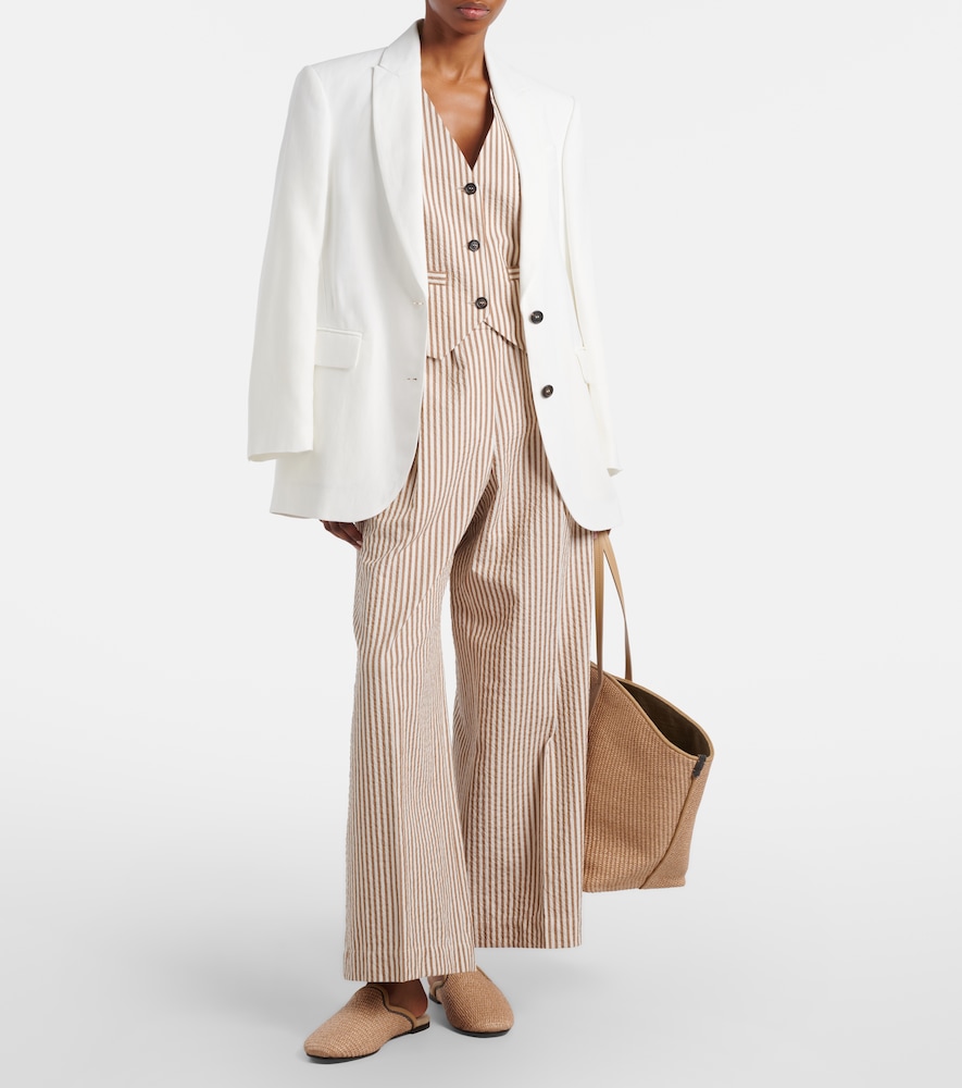 Brunello Cucinelli Striped cotton-blend wide-leg pants