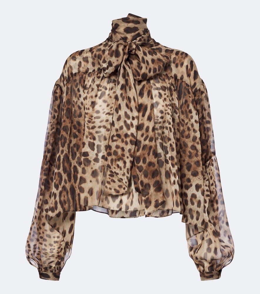 Dolce&Gabbana Donna Blusa In Seta Con Stampa Leopardata Marrone It Taglia 54- Mytheresa