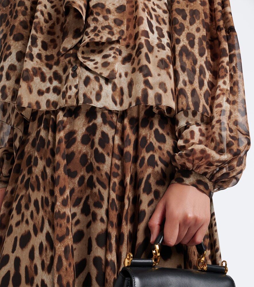 Dolce&Gabbana Leopard-Print Tie-Neck Blouse