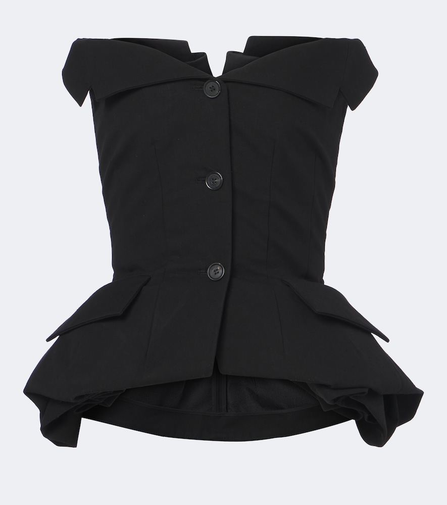 Top bustier in cotone con peplum