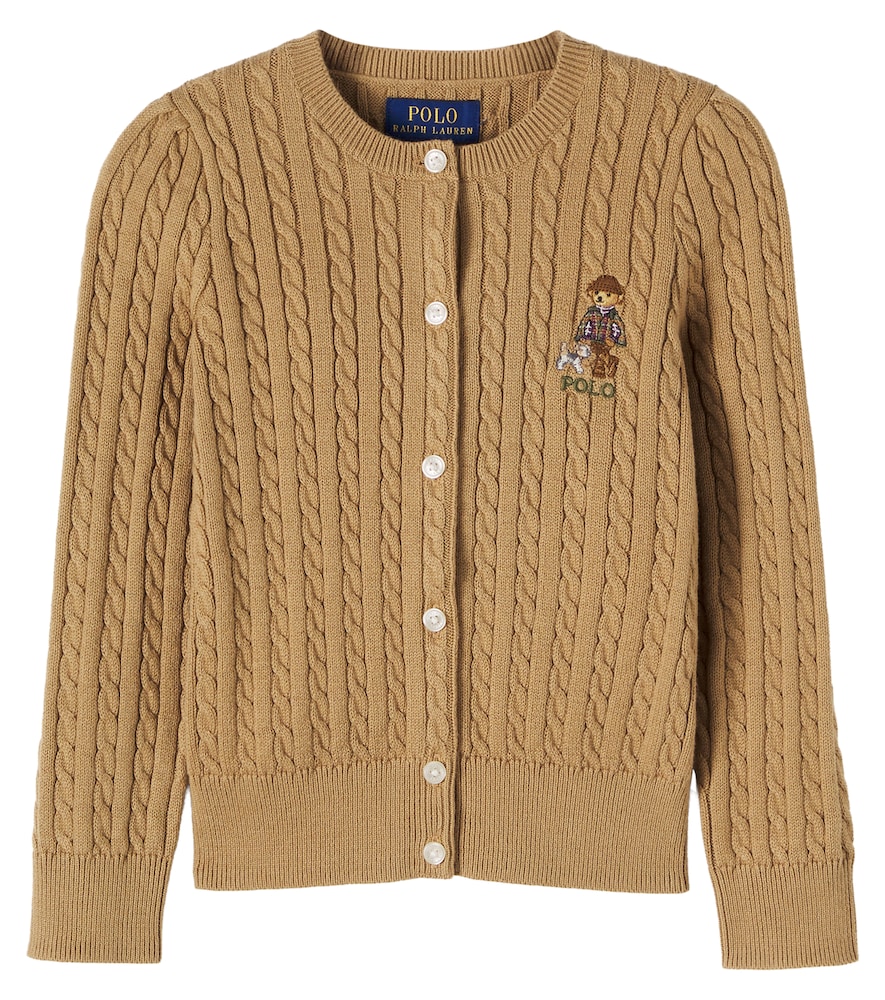 Cardigan Polo Bear in cotone a trecce